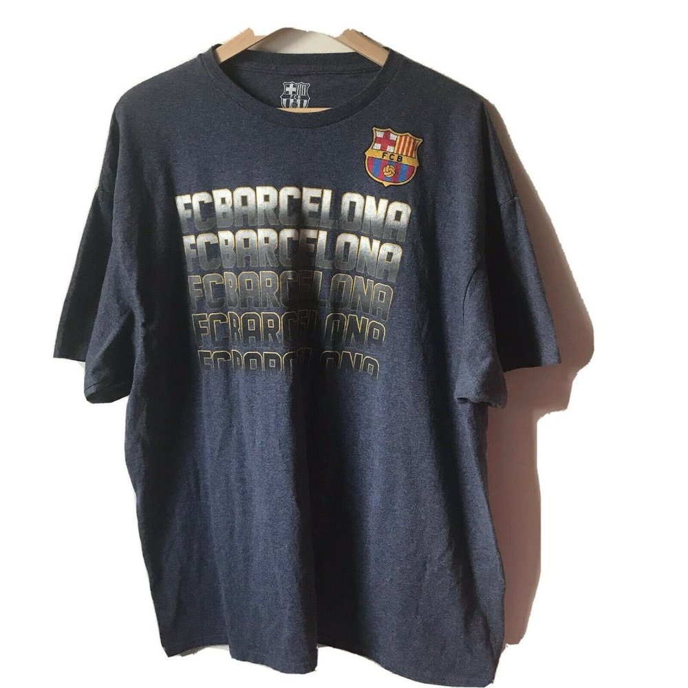 FCB Barcelona spell-out graphic t-shirt gray soccer official men XXL